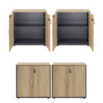 Nτουλάπια γραφείου τετράφυλλα Lotus pakoworld χρώμα φυσικό-ανθρακί 160x40x80εκ - Image 3