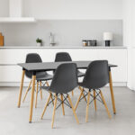 Τραπεζαρία Natali-Julita pakoworld σετ 5τεμ μαύρο-φυσικό 120x80x76εκ