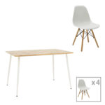 Τραπεζαρία Julita-Cuba pakoworld σετ 5τεμ pp-mdf σε λευκή-sonoma απόχρωση120x80x75εκ