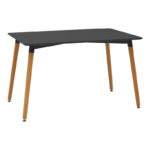 Τραπεζαρία Natali-Noor pakoworld σετ 5τεμ  MDF μαύρο-πόδια φυσικό 120x80x76εκ - Image 5