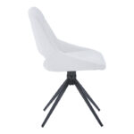 Τραπεζαρία Gustas-Luciano I pakoworld σετ 5τεμ λευκό μαρμάρου-κρεμ υφασμα 120x80x76εκ - Image 3