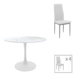 Τραπεζαρία Balou-Parker pakoworld σετ 5τεμ λευκό Φ100x73εκ