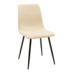 Τραπεζαρία Balou-Noor pakoworld σετ 5τεμ MDF μαύρο-μπεζ Φ100x73εκ - Image 2