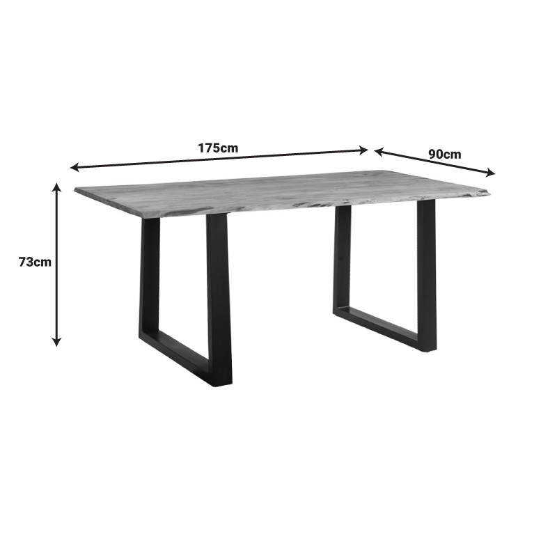 223-000018-4 Τραπέζι Slim pakoworld μασίφ ξύλο ακακίας σε καρυδί απόχρωση και μεταλλικό μαύρο πόδι 175x90x75.6εκ - Image 5