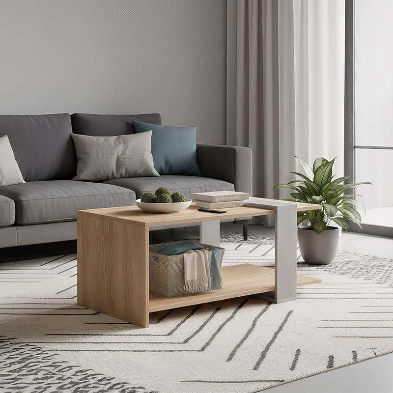 230-000048 Τραπέζι σαλονιού Masasi pakoworld σε sonoma-γκρι cement απόχρωση 80x50x35εκ