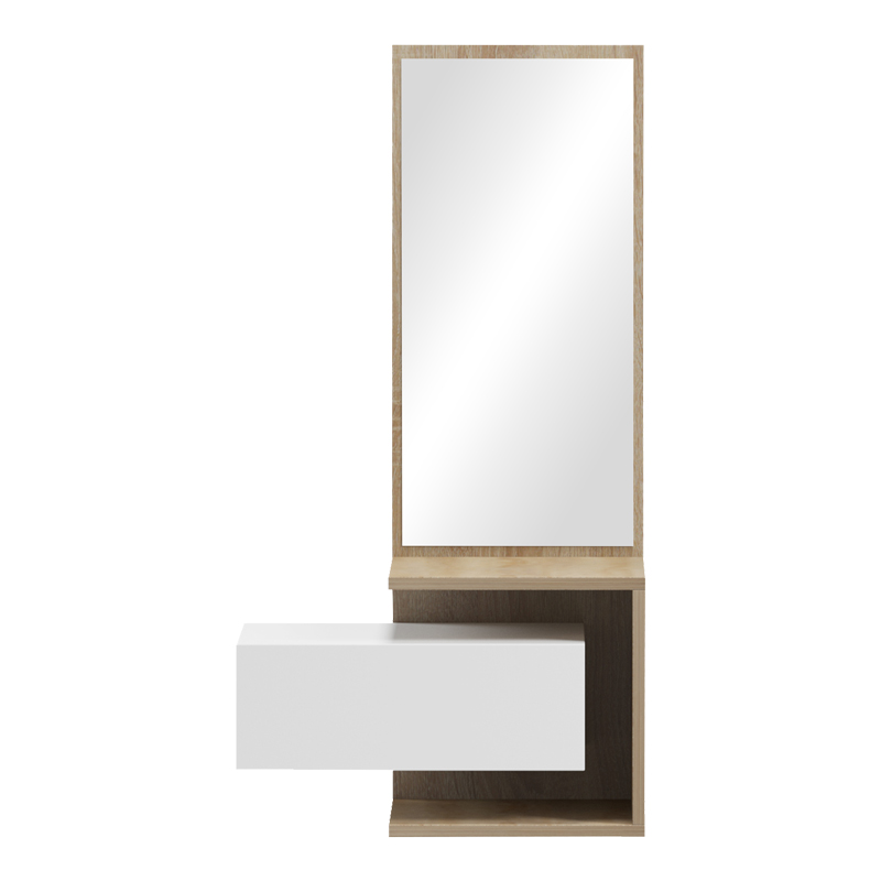 230-000054-1 Έπιπλο εισόδου Kendi pakoworld επιτοίχιο με καθρέπτη σε λευκό-sonoma απόχρωση 49.1x31.3x90εκ - Image 2