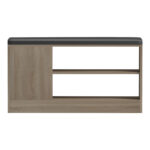 Παπουτσοθήκη-σκαμπό Deboule pakoworld 8 ζευγών σε sonoma-μαύρη απόχρωση 90x30x46εκ - Image 2