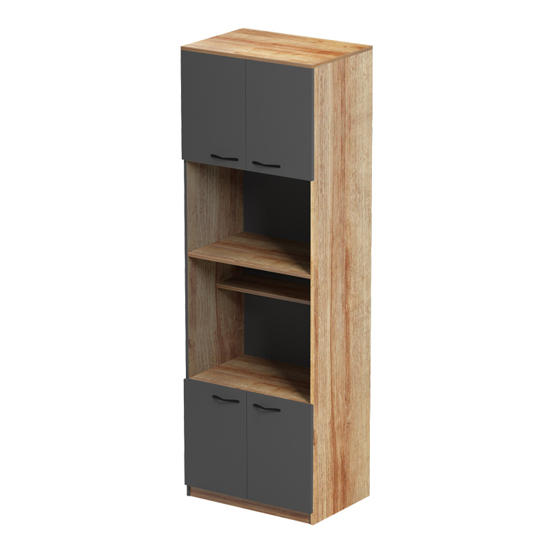 230-000136-2 Ντουλάπα κουζίνας Rowan pakoworld σε oak-ανθρακί απόχρωση 60x42x182εκ - Image 3