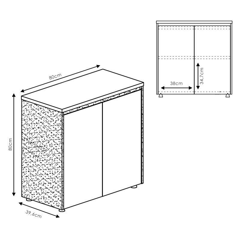 246-000039-2 Ντουλάπια γραφείου χαμηλά επαγγελματικά Oscar pakoworld καρυδί-ανθρακί 160x40x80εκ - Image 3