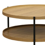 Τραπέζι σαλονιού Portogie pakoworld mdf φυσικό-μέταλλο μαύρο Φ80x40εκ - Image 3