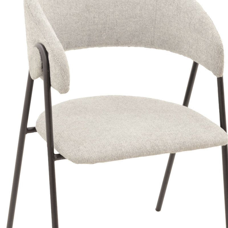 264-000001-4 Καρέκλα Rachele pakoworld ανοιχτό γκρι ύφασμα-πόδι μαύρο μέταλλο 52x53x83εκ - Image 5