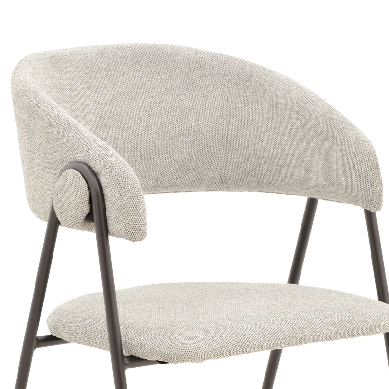 264-000001-7 Καρέκλα Rachele pakoworld ανοιχτό γκρι ύφασμα-πόδι μαύρο μέταλλο 52x53x83εκ - Image 8