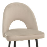 Σκαμπό μπαρ Casenio pakoworld μπεζ βελούδο-πόδι μαύρο με χρυσό μέταλλο 48x50x117εκ - Image 6