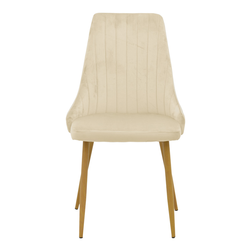 292-000078-3 Καρέκλα Azori pakoworld μπεζ βελούδο με πόδι μετάλλου σε φυσική απόχρωση 49x55x85εκ - Image 4