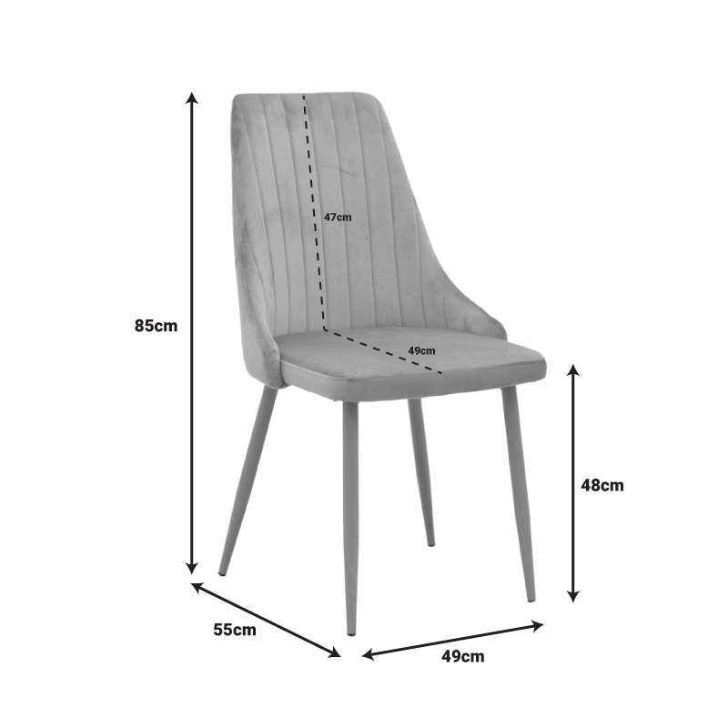 292-000078-7 Καρέκλα Azori pakoworld μπεζ βελούδο με πόδι μετάλλου σε φυσική απόχρωση 49x55x85εκ - Image 8
