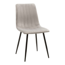 Καρέκλα Noor pakoworld γκρι βελούδο με πόδι μετάλλου σε μαύρη απόχρωση 44x53x86εκ