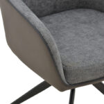 Πολυθρόνα Debra pakoworld περιστρεφόμενη γκρι ύφασμα-pu με πόδι μετάλλου σε μαύρη απόχρωση 60x64x83εκ - Image 7