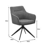 Πολυθρόνα Debra pakoworld περιστρεφόμενη γκρι ύφασμα-pu με πόδι μετάλλου σε μαύρη απόχρωση 60x64x83εκ - Image 9