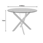 Τραπέζι Antoro pakoworld γυαλί και μεταλλικά πόδια σε λευκή απόχρωση Φ100x75εκ - Image 5