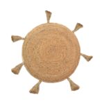 Πουφ Elefon Inart φυσικό-εκρού ύφασμα Φ35x12εκ - Image 2