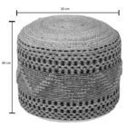 Σκαμπό-πουφ Βangku Inart γιούτα-βαμβάκι σε φυσική απόχρωση Φ45x30εκ - Image 3