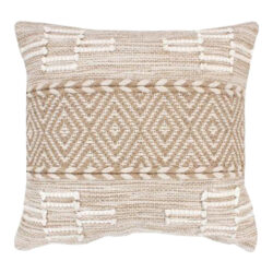 Μαξιλάρι Mitto Inart γιούτα-βαμβάκι σε μπεζ-λευκό απόχρωση  45x45x2εκ
