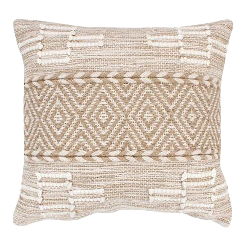 302-000046 Μαξιλάρι Mitto Inart γιούτα-βαμβάκι σε μπεζ-λευκό απόχρωση  45x45x2εκ