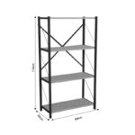 Βιβλιοθήκη Jackrey pakoworld oak μελαμίνης-μαύρο μέταλλο 60x30x114εκ - Image 4