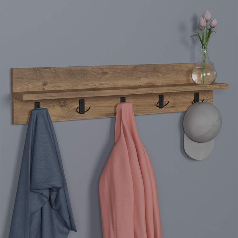 321-000054-1 Κρεμάστρα τοίχου Esform pakoworld oak μελαμίνης 80x11x18εκ - Image 2