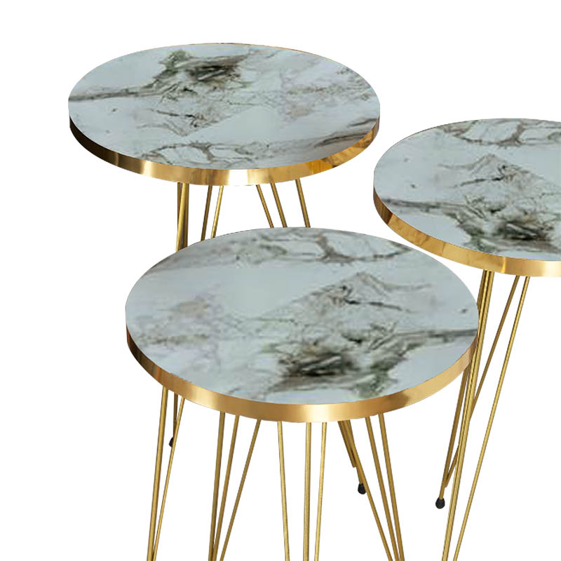 321-000069-2 Βοηθητικά τραπέζια Wakmi pakoworld σετ 3τεμ λευκό μπεζ μαρμάρου μελαμίνης-χρυσό μέταλλο - Image 3