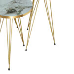 Βοηθητικά τραπέζια Wakmi pakoworld σετ 3τεμ λευκό μπεζ μαρμάρου μελαμίνης-χρυσό μέταλλο - Image 4