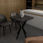 Τραπέζι Prestone pakoworld μαύρο μαρμάρου μελαμίνης-μαύρο μέταλλο 70x70x75εκ - Image 2