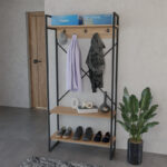 Έπιπλο εισόδου Levento pakoworld oak με μαύρο μεταλλικό σκελετό 88x34x180εκ - Image 3