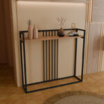 Κονσόλα Convida pakoworld oak με μαύρο μεταλλικό σκελετό 100x25x90εκ - Image 2