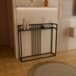 Κονσόλα Convida pakoworld ανθρακί με μαύρο μεταλλικό σκελετό 100x25x90εκ - Image 2