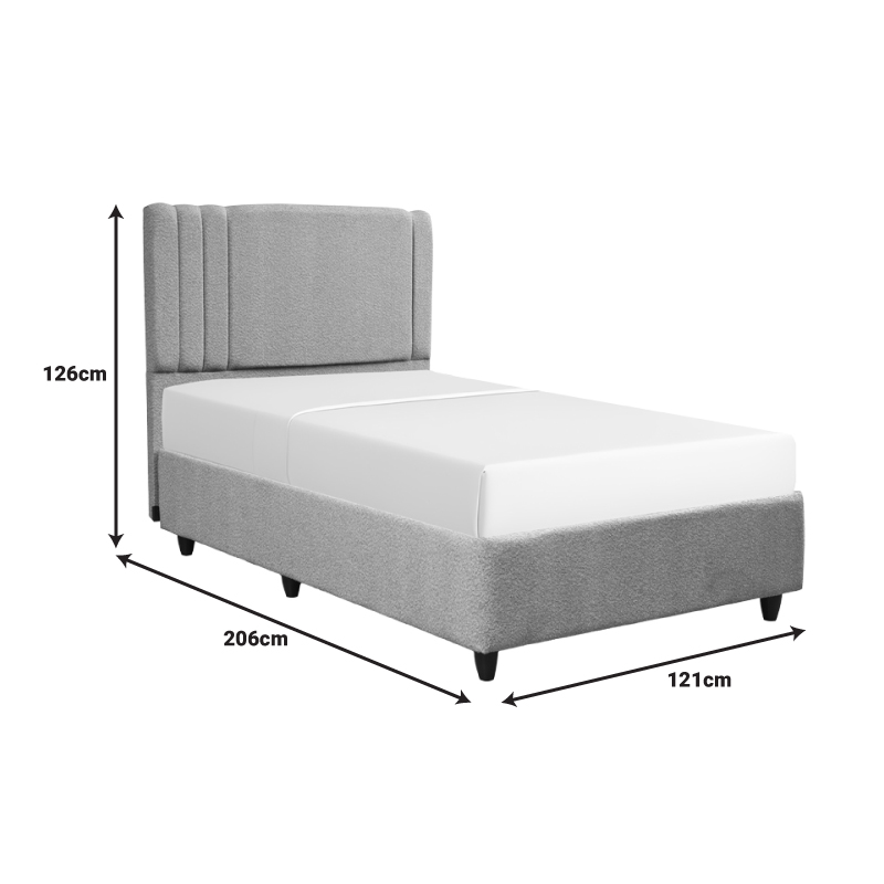 322-000028-1 Κρεβάτι με αποθηκευτικό χώρο Lineo pakoworld μπουκλέ σε μπεζ απόχρωση 120x200εκ - Image 2