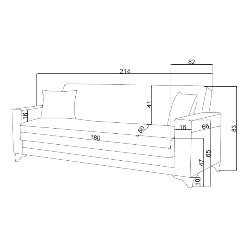 328-000008-8 Καναπές-κρεβάτι με αποθηκευτικό χώρο τριθέσιος Vox pakoworld κρεμ ύφασμα 214x82x83εκ - Image 9