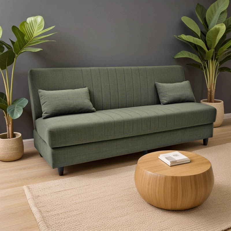 328-000023-1 Καναπές-κρεβάτι με αποθηκευτικό χώρο τριθέσιος Romina pakoworld πράσινο ύφασμα 190x75x85εκ - Image 2