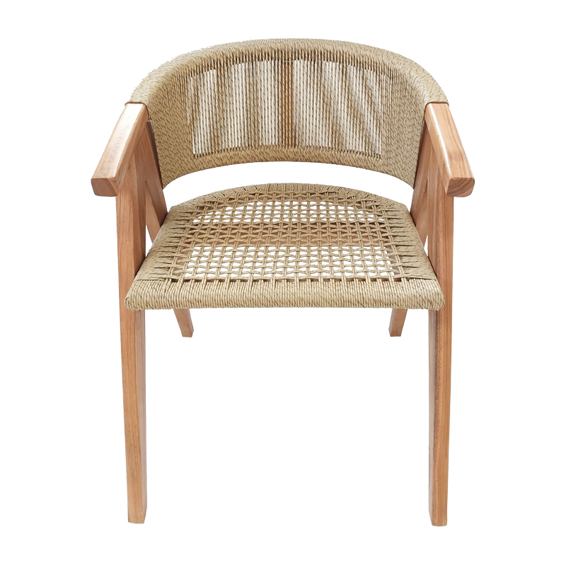 343-000029-3 Πολυθρόνα Wolly pakoworld teak ξύλο και pe σχοινί σε φυσική απόχρωση 60x60x76εκ - Image 4