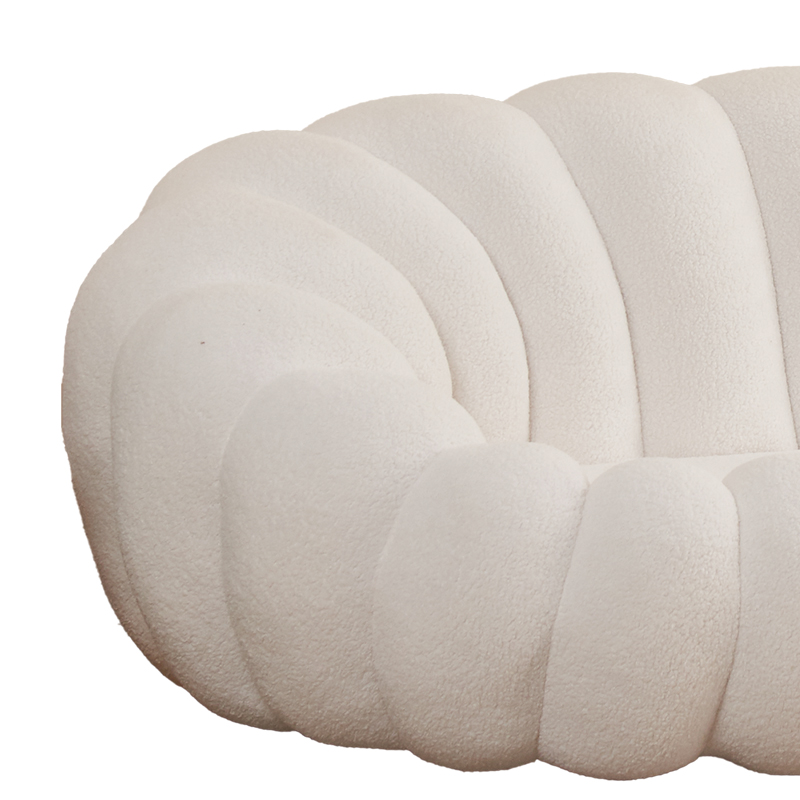 347-000008-2 Καναπές Margaritine pakoworld λευκό μπουκλέ ύφασμα 180x100x67εκ - Image 3