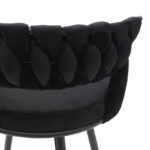 Σκαμπό μπαρ Alkia pakoworld περιστρεφόμενο σε μαύρο βελούδο με μαύρα πόδια μέταλλο 58x55x90εκ - Image 7