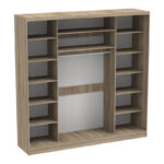 Ντουλάπα τριφυλλη συρόμενη με καθρέφτη Aparador I pakoworld σε sonoma απόχρωση 240x60x240εκ - Image 2