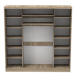 Ντουλάπα τριφυλλη συρόμενη με καθρέφτη Aparador I pakoworld σε sonoma απόχρωση 240x60x240εκ - Image 4