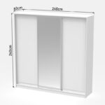 Ντουλάπα τριφυλλη συρόμενη με καθρέφτη Aparador I pakoworld σε λευκή απόχρωση 240x60x240εκ - Image 6