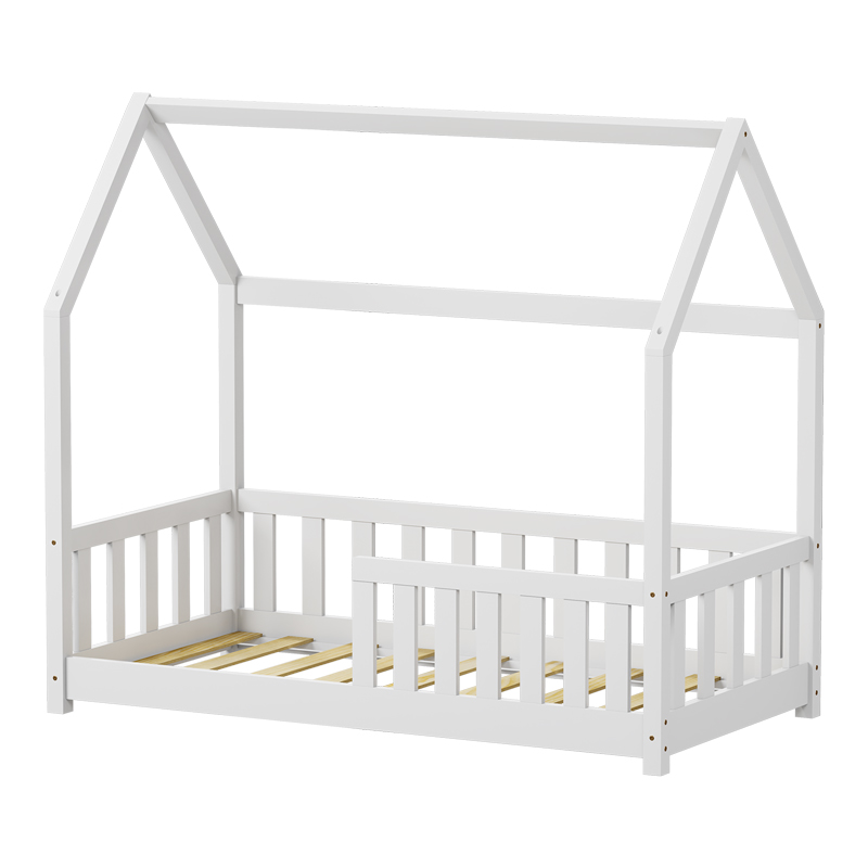 370-000007-2 Παιδικό κρεβάτι Bambie με κιγκλίδωμα τ. Montessori pakoworld ξύλο πεύκου σε λευκή απόχρωση 70x140εκ - Image 3