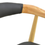 Πολυθρόνα Sandi pakoworld rubberwood σε φυσική απόχρωση με μαύρο pu μαξιλάρι 50x60x80εκ - Image 7