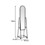 Καθρέπτης τροχήλατος Lomna pakoworld pp-μεταλλικός με ράφι σε μαύρη απόχρωση 38.5x37.5x160εκ - Image 3
