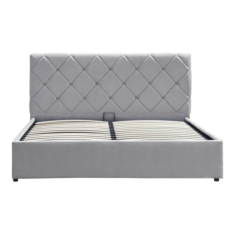 388-000006-4 Κρεβάτι Dreamie pakoworld με αποθηκευτικό χώρο βελούδο γκρι 160x200εκ - Image 5