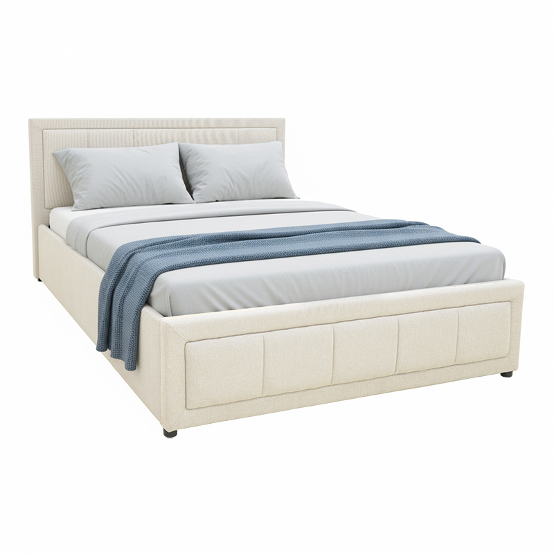 388-000011 Κρεβάτι Huga pakoworld με αποθηκευτικό χώρο ύφασμα μπεζ 120x200εκ