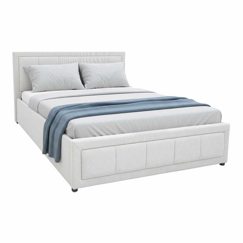 388-000012 Κρεβάτι Huga pakoworld με αποθηκευτικό χώρο ύφασμα γκρι 120x200εκ